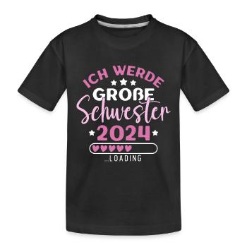 Große Schwester 2024 Mädchen Geschwister Geburt - Kinder Premium Bio T-Shirt - Schwarz - Vorne