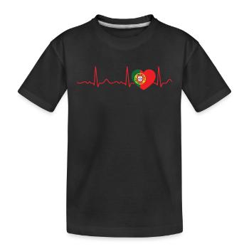 Portugal - rythme cardiaque, pouls, ligne cardiaque, ECG, rouge - T-shirt bio Premium Enfant - noir - Devant