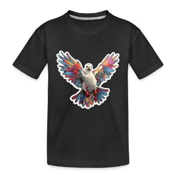 Farbenfrohe Taube - Kinder Premium Bio T-Shirt - Schwarz - Vorne