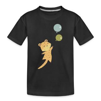 Leo balloon leopard cute animals children animal lover - Kids' Premium Organic T-Shirt - black - Front