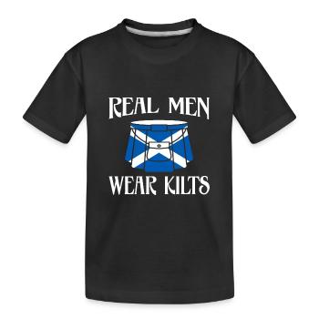 Ecosse Les vrais hommes portent des kilts - T-shirt bio Premium Enfant - noir - Devant