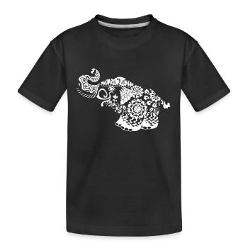 Elefant Blumenranken schwarzweiß Geschenkidee - Kinder Premium Bio T-Shirt - Schwarz - Vorne
