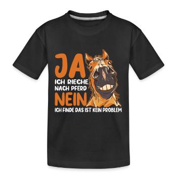 Ja ich rieche nach Reitsport Geschenk - Kinder Premium Bio T-Shirt - Schwarz - Vorne