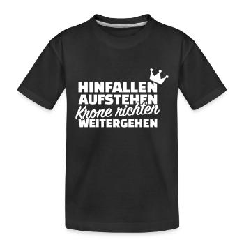 Krone richten weitergehen - Kinder Premium Bio T-Shirt - Schwarz - Vorne