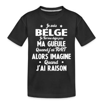 Je suis Belge - Je ferme pas ma gueule - T-shirt bio Premium Enfant - noir - Devant