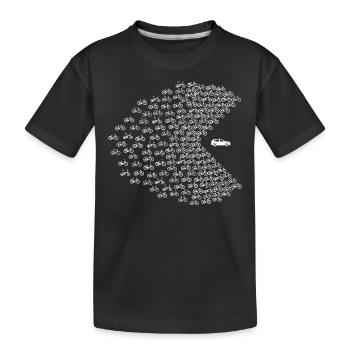 Fahrräder fressen Auto, Fahrradfahrer gegen SUV - Kinder Premium Bio T-Shirt - Schwarz - Vorne