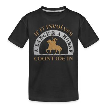 Tjost Lanzenstechen Ritter auf Pferd Mittelalter - Kinder Premium Bio T-Shirt - Schwarz - Vorne