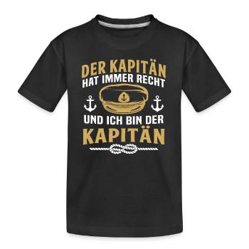 der kapitän - Kinder Premium Bio T-Shirt - Schwarz - Vorne