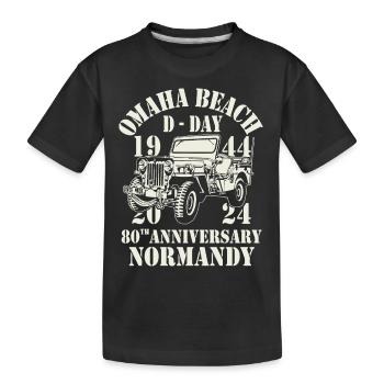 Omaha Beach D-Day1944-2024 80-jähriges Jubiläum - Kinder Premium Bio T-Shirt - Schwarz - Vorne