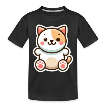 Niedliche Katze - Kinder Premium Bio T-Shirt - Schwarz - Vorne