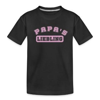 Papa's Liebling rosa Schrift Geschenk Papa Tochter - Kinder Premium Bio T-Shirt - Schwarz - Vorne