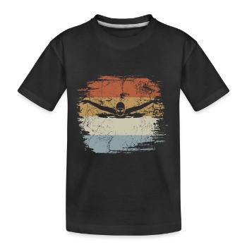Natation, Papillon, Piscine, Rétro, Vintage - T-shirt bio Premium Enfant - noir - Devant
