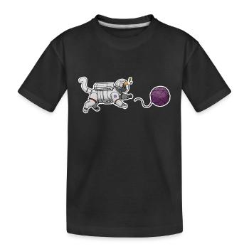 Astronaut cat - Kids' Premium Organic T-Shirt - black - Front