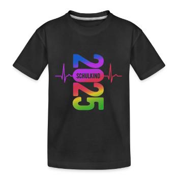 Schulkind 2025 - EKG - Puls - Einschulung - Kinder Premium Bio T-Shirt - Schwarz - Vorne