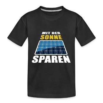 Mit der Sonne sparen - Photovoltaik - Kinder Premium Bio T-Shirt - Schwarz - Vorne