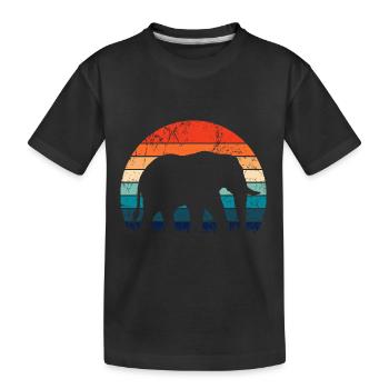 Eléphant - gros gibier, défense, coucher de soleil ivoire - T-shirt bio Premium Enfant - noir - Devant