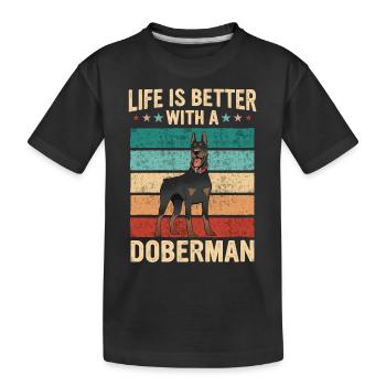 Doberman Pinscher Dog - Kids' Premium Organic T-Shirt - black - Front
