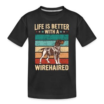 Deutsch Drahthaar Hund - Kinder Premium Bio T-Shirt - Schwarz - Vorne