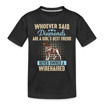 Deutsch Drahthaar Hund - Kinder Premium Bio T-Shirt - Schwarz - Vorne