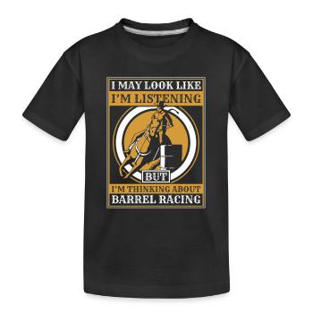 Horse Racing Barrel racing Horse Barrels - Kids' Premium Organic T-Shirt - black - Front