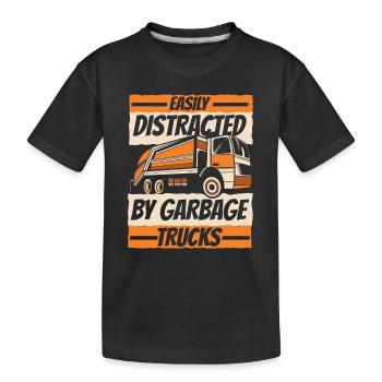Camion à ordures Camion à ordures Garbage Man Recyclage des ordures - T-shirt bio Premium Enfant - noir - Devant