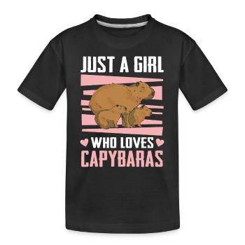 Capybara Nagetier Tier - Kinder Premium Bio T-Shirt - Schwarz - Vorne