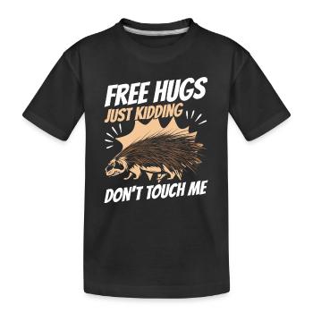 Stachelschwein Tier - Kinder Premium Bio T-Shirt - Schwarz - Vorne
