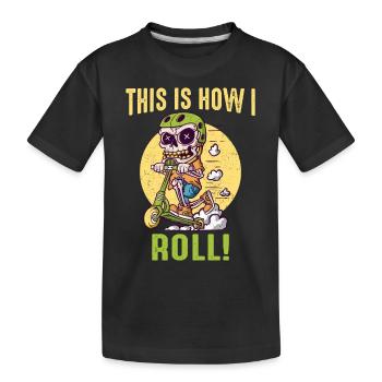 Stunt Scooter Scooter Skater Skating - Kinder Premium Bio T-Shirt - Schwarz - Vorne