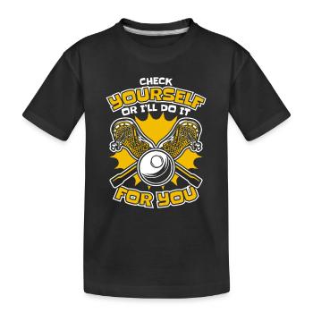 Lacrosse Sport Lacrosse Spieler - Kinder Premium Bio T-Shirt - Schwarz - Vorne