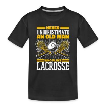 Lacrosse Sport Lacrosse Spieler - Kinder Premium Bio T-Shirt - Schwarz - Vorne