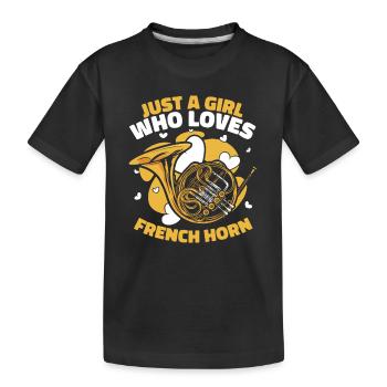 French Horn Instrument - Kinder Premium Bio T-Shirt - Schwarz - Vorne
