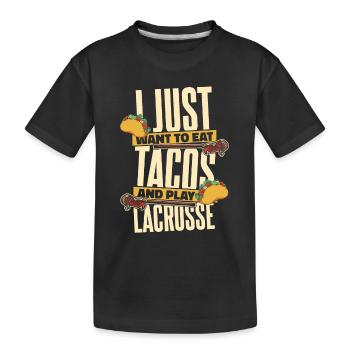 Lacrosse Sport Lacrosse Spieler - Kinder Premium Bio T-Shirt - Schwarz - Vorne