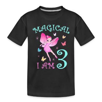 Fairies Children Birthday 3 Years Girl Fairy - Kids' Premium Organic T-Shirt - black - Front