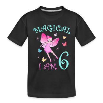 Fairies Kids Birthday 6 Years Girl Fairy - Kids' Premium Organic T-Shirt - black - Front
