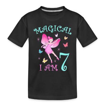 Fairies Kids Birthday 7 Years Girl Fairy - Kids' Premium Organic T-Shirt - black - Front