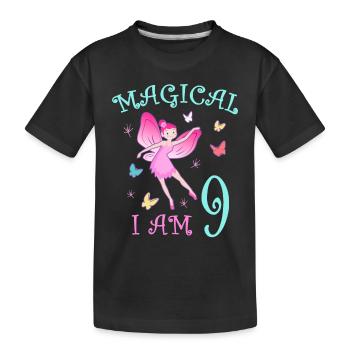 Fairies Kids Birthday 9 Years Girl Fairy - Kids' Premium Organic T-Shirt - black - Front