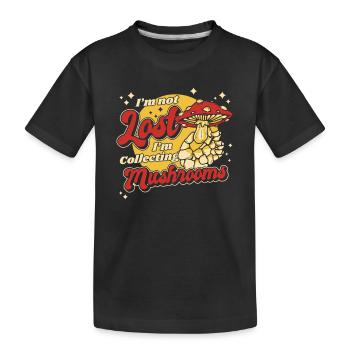 Pilz Pilze Funghi Champignon - Kinder Premium Bio T-Shirt - Schwarz - Vorne