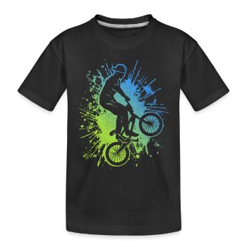 BMX Fahrrad Farbklecks Radfahrer Stunt BMX - Kinder Premium Bio T-Shirt - Schwarz - Vorne