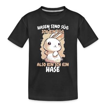 Hase Hasen Kaninchen Haustier - Kinder Premium Bio T-Shirt - Schwarz - Vorne
