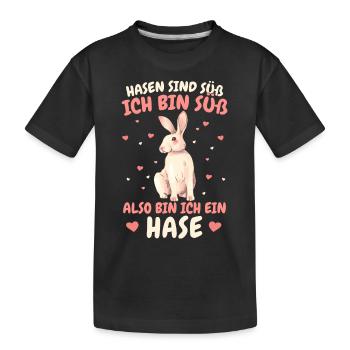Hase Hasen Kaninchen Haustier - Kinder Premium Bio T-Shirt - Schwarz - Vorne