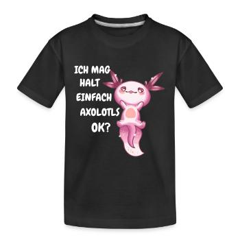 Axolotl Schwanzlurch Axolotls - Kinder Premium Bio T-Shirt - Schwarz - Vorne