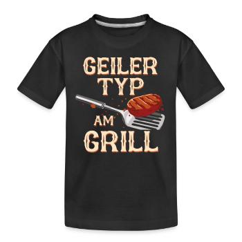 Grillen Grill BBQ Barbecue Grillschürze Griller - Kinder Premium Bio T-Shirt - Schwarz - Vorne