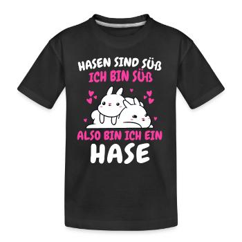 Hase Hasen Kaninchen Haustier - Kinder Premium Bio T-Shirt - Schwarz - Vorne