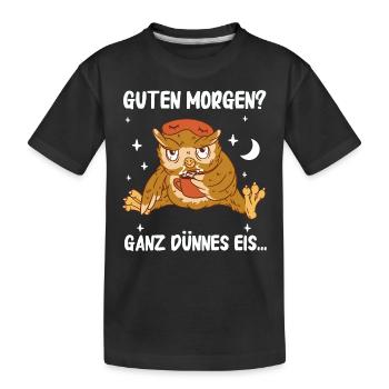 Nachteule Eule Eulen Vogel - Kinder Premium Bio T-Shirt - Schwarz - Vorne