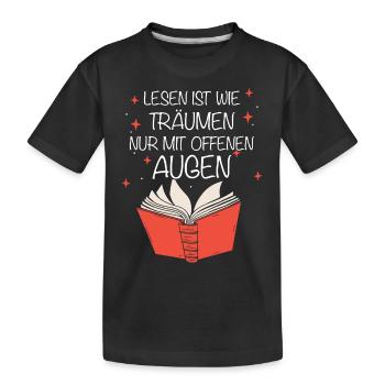 Buch Lesen Bücher Buch Nerd Bücherwurm - Kinder Premium Bio T-Shirt - Schwarz - Vorne