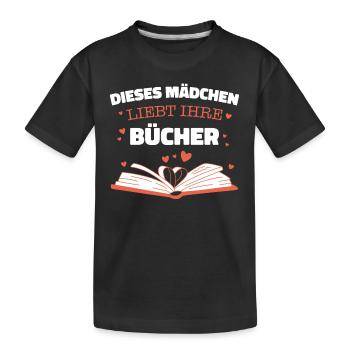 Buch Lesen Bücher Buch Nerd Bücherwurm - Kinder Premium Bio T-Shirt - Schwarz - Vorne