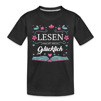 Buch Lesen Bücher Buch Nerd Bücherwurm - Kinder Premium Bio T-Shirt - Schwarz - Vorne