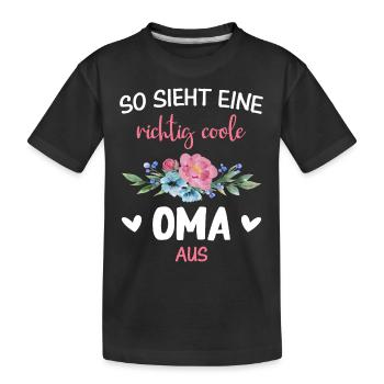 Oma Großmutter Großeltern Muttertag Familie - Kinder Premium Bio T-Shirt - Schwarz - Vorne