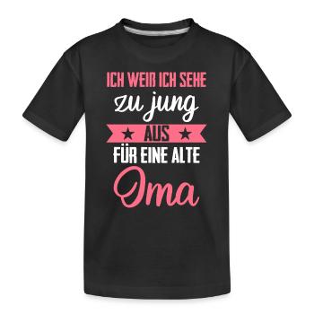 Oma Großmutter Großeltern Muttertag Familie - Kinder Premium Bio T-Shirt - Schwarz - Vorne