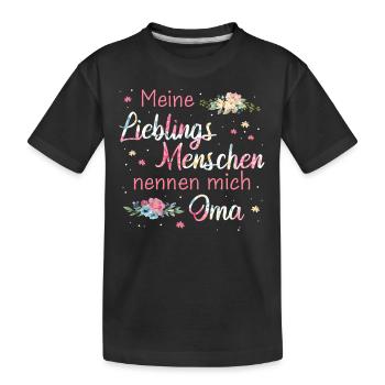 Oma Großmutter Großeltern Muttertag Familie - Kinder Premium Bio T-Shirt - Schwarz - Vorne